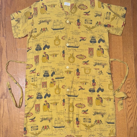 1970s Vintage Enro Americana Bicentennial print house dress with belt L XL - Picture 3 of 4